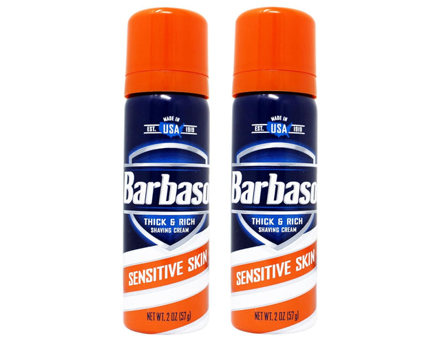 Barbasol Sensitive Skin Thick & Rich Shaving Cream for Men, Travel Size, 2 Ounce (Pack Of 2)