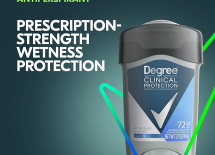 Degree Men, Clinical Protection, Antiperspirant Deodorant, Soft Solid, Clean, 1.7 Ounce (Pack Of 8)