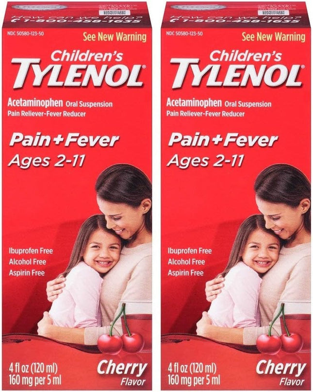 Tylenol Children's Fever Reducer & Pain Reliever, Oral Suspension, Ages 2-11, Cherry Blast 4 Fluid Ounces (Pack Of 2)