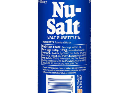 Nu-Salt Sodium-Free Salt Substitute, Contains Potassium Chloride, Table Salt Alternative, 3 Ounce (Pack Of 4)