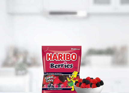 Haribo Delicious Raspberries Gummi Crunch Candy, Soft & Chewy, Red & Black Berry Fruit Flavor 5 ounce (Pack Of 1)