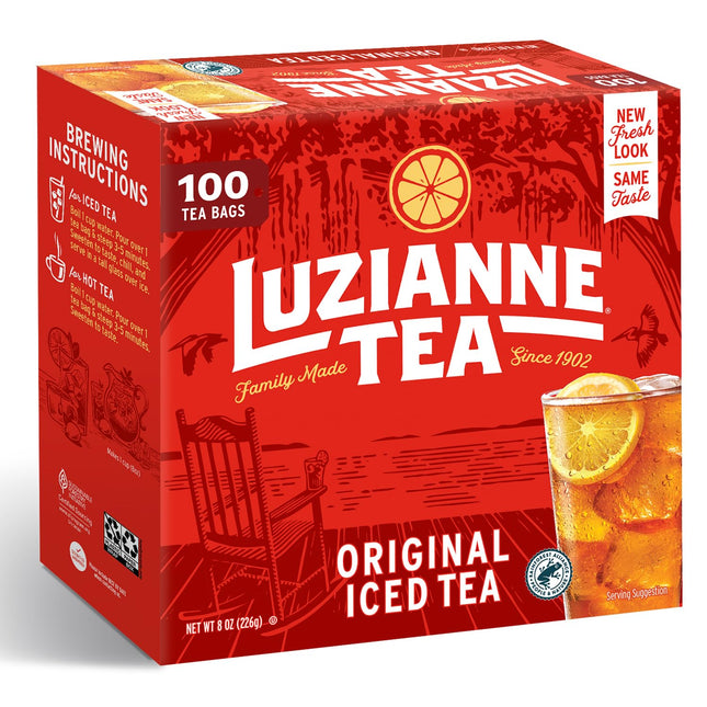 Luzianne Specially Blended for Iced Tea Bags, Clear & Refreshing Home Brewed, Unsweetened, 100-Count (Pack Of 1)