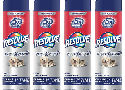 Resolve Pet High Traffic Foam Large Area Carpet and Upholstery Cleaner, Aerosol 22 Ounce (Pack Of 2)