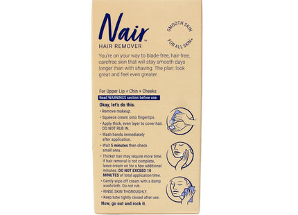 Nair Moisturizing Facial, For Upper Lip Chin And Face Hair Removal Cream, With Sweet Almond Oil, 2 Ounce (Pack Of 24)