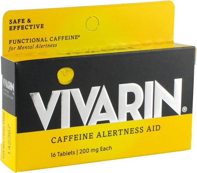 Vivarin Caffeine Alertness Aid Healthcare Tablets For Mental Alertness 200mg, 16 Count (Pack Of 12)