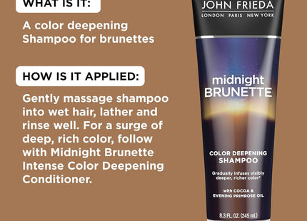 John Frieda Midnight Brunette, Visibly Deeper Color Deepening Conditioner, Brunette Hair, with Primrose Oil, 8.3 Fl Ounce (Pack Of 6)