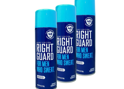 Right Guard Sport Antiperspirant Deodorant, 3D Odor Defense, Aerosol Spray, Unscented 6 Ounce (Pack Of 8)