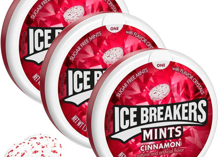 Ice Breakers cinnamon flavor crystals, Sugar Free, Fresh Breath, Mints Tin, 1.5 Ounce (Pack Of 2)