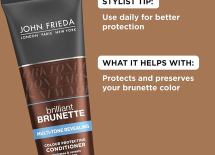 John Frieda Multi-Tone Revealing Color Protecting Moisturizing Conditioner, Brilliant Brunette Shine, 8.45 Ounce (Pack Of 24)