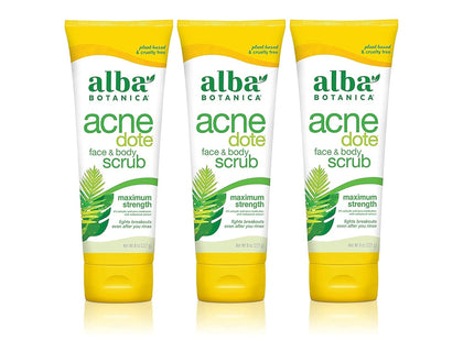 Alba Botanica Natural Acnedote Maximum Strength Face & Body Scrub Cream, Unscented 8 Ounce (Pack Of 24)