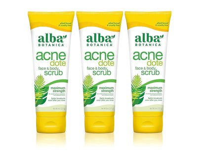 Alba Botanica Natural Acnedote Maximum Strength Face & Body Scrub Cream, Unscented 8 Ounce (Pack Of 3)