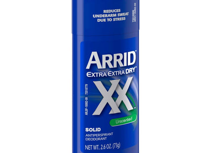 Arrid XX Extra Extra Dry, Solid Antiperspirant Deodorant, for Unisex, Unscented 2.6 Ounce (Pack Of 5)