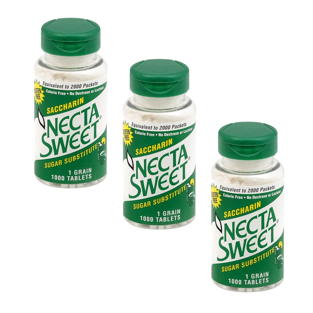 Necta Sweet 1-Grain Saccharin Tablets, Zero-Calorie Sugar Substitutes Tablet, 1000 Count Bottle (Pack Of 3)