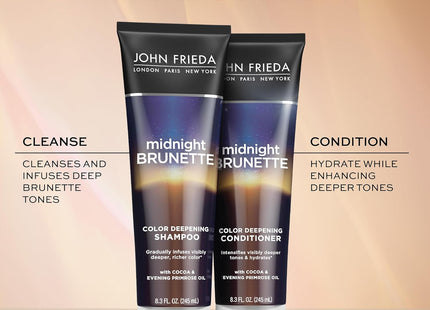 John Frieda Midnight Brunette, Visibly Deeper Color Deepening Conditioner, Brunette Hair, with Primrose Oil, 8.3 Fl Ounce (Pack Of 6)