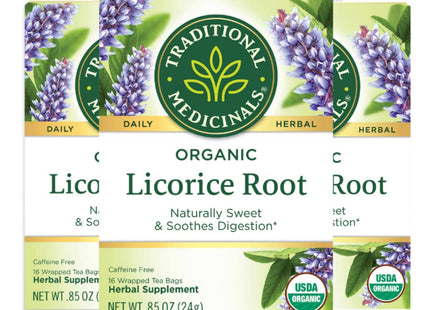 Traditional Medicinals Organic Licorice Root, Caffeine Free, Herbal Tea, 16 Count (Pack Of 24)