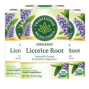 Traditional Medicinals Organic Licorice Root, Caffeine Free, Herbal Tea, 16 Count (Pack Of 3)