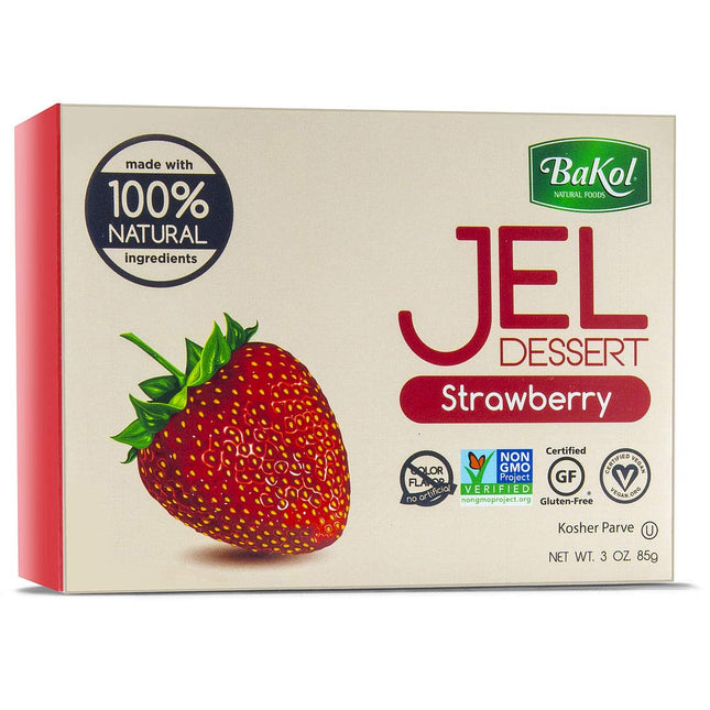 Bakol Jel Dessert, All Natural Vegan Dessert Mix, Kosher, No Artificial Sweeteners, Strawberry Flavor, 3 Ounce (Pack Of 1)