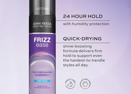 John Frieda Anti Frizz, Moisture Barrier, Firm Hold Anti Frizz Hairspray, Unscented, 12 Fl Ounce (Pack Of 1)