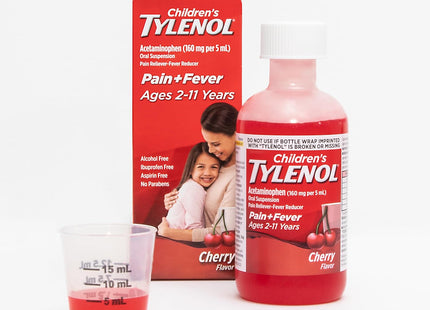 Tylenol Children's Fever Reducer & Pain Reliever, Oral Suspension, Ages 2-11, Cherry Blast 4 Fluid Ounces (Pack Of 8)