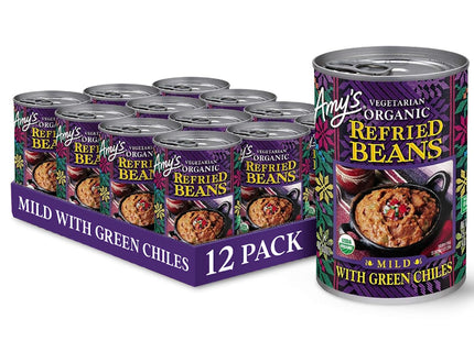 Amy's Organic Refried Beans, Mild With Green Chile Organic, Canned, Vegan, Gluten Free and Vegetarian, 15.4 Ounces (Pack Of 3)