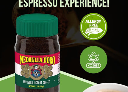 Medaglia d'Oro Style Instant Double Roast Italian Espresso Coffee, Decaffeinated, 2 Ounces (Pack Of 24)