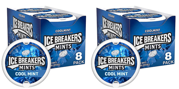 Ice Breakers cooling crystals, Sugar Free, Fresh Breath, Cool-Mint flavor, Mints Tin, 1.5 Ounce (Pack Of 16)