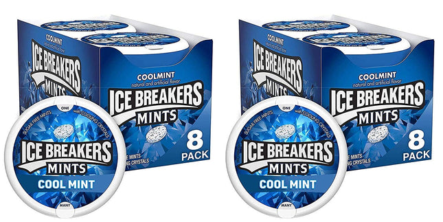 Ice Breakers cooling crystals, Sugar Free, Fresh Breath, Cool-Mint flavor, Mints Tin, 1.5 Ounce (Pack Of 16)