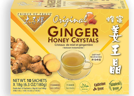 Prince Of Peace Original Ginger Honey Crystal Tea, Caffeine Free, 10 Count (Pack Of 6)