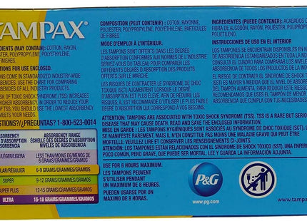 Tampax Cardboard Tampons, Regular, Absorbency, Anti-Slip Grip, Leak-Guard Skirt, Unscented, 10 Count (Pack Of 24)