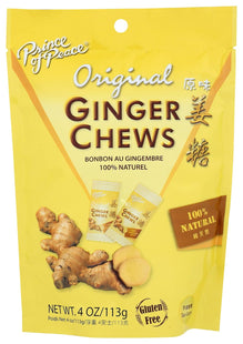 Prince of Peace 00% Natural Ginger Candy, Original Ginger Chews, Candied Ginger, 4 Ounce (Pack Of 5)