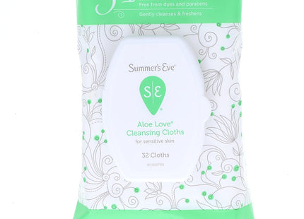 Summer's Eve Summers Eve Personal Hygiene Cloths Aloe Love, Feminine Cleansing Wipes, 32 Count (Pack Of 1)