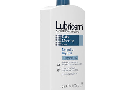 Lubriderm Daily Moisture Body Lotion, Hydrating, Pro-Ceramide, VitaminB5, Shea Butter &amp; Glycerin, For All Skin Type, Unscented, 24 Ounce (Pack Of 12)