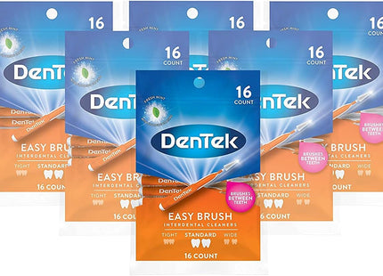 DenTek Easy Brush Interdental Oral Cleaners, Standard, Fresh Mint, 16 Count, (Pack Of 1)