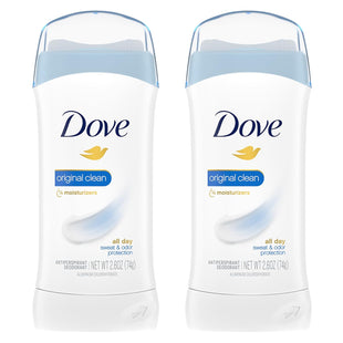 Dove Invisible Solid, Advanced Care, Sweat and Odor Protection, Anti-Perspirant Deodorant, Original Clean, 2.6 Oz (Pack Of 2)