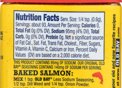 Old Bay Seasoning, 30% Less Sodium Than Original, Mixed Spices & Seasonings, Gluten Free, 2 Ounces (Pack Of 6)