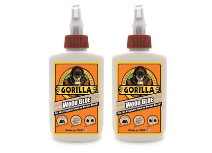 Gorilla Water Based Glue Bottle, Natural Wood Color, Indoor-Outdoor Use, 4 Ounce (Pack Of 2)