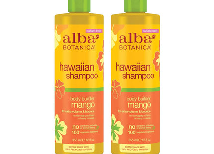 Alba Botanica Body Builder, Mango Natural Hawaiian, Hair Wash, Mango Moisturizing, Shampoo, 12 Ounce (Pack Of 6)