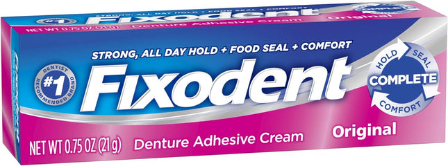 Fixodent Original, Secure Denture Adhesive Cream, 0.75 ounce (Pack Of 4)