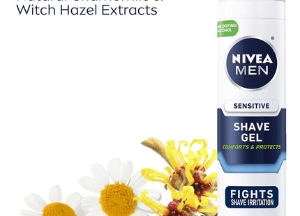 NIVEA MEN Shave Gel, Protects Sensitive Skin, VitaminE, Chamomile, Witch Hazel, 7 Ounce (Pack Of 2)