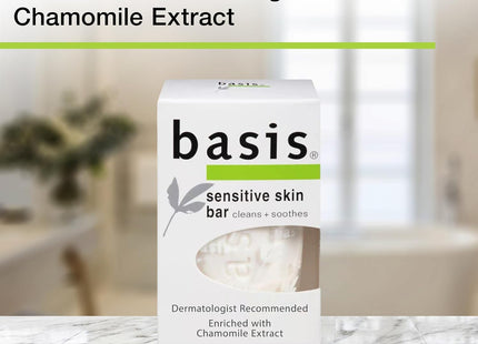 Basis Sensitive Skin Bar Soap, Cleans Plus Smooths, Unscented Soap Bar For Sensitive Skin 4 Ounce (Pack Of 4)