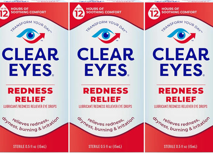 Clear Eyes Maximum Redness Eye Relief Lubricant Eye Drops 0.5 Fl Oz (Pack Of 3)