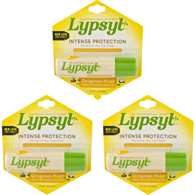 Lypsyl Intense Protection Lypmoisturizer, Original Softening, Moisturizing Lip Balm, Original Mint, 0.1 Ounce (Pack Of 3)