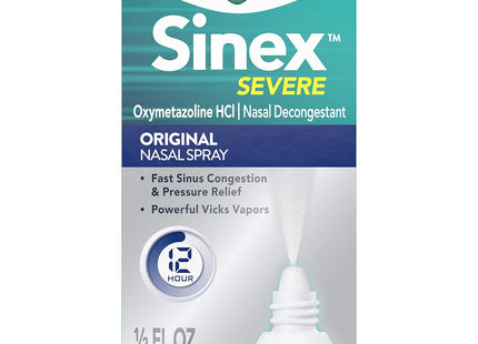 Vicks Sinex Severe Original Nasal Spray, Decongestant, 12 Hour, Fast Relief, 0.50 Ounce (Pack Of 32)