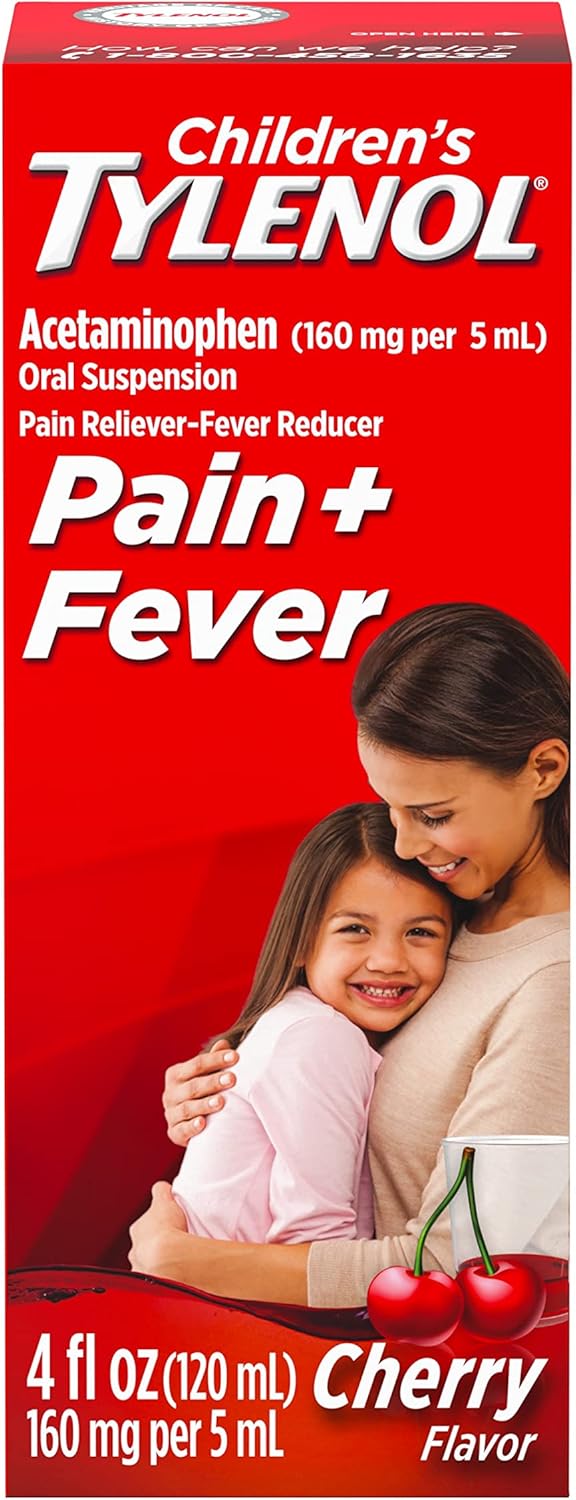 Tylenol Children's Fever Reducer & Pain Reliever, Oral Suspension, Ages 2-11, Cherry Blast 4 Fluid Ounces (Pack Of 6)