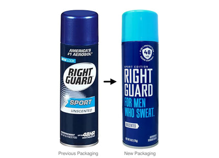 Right Guard Sport Antiperspirant Deodorant, 3D Odor Defense, Aerosol Spray, Unscented 6 Ounce (Pack Of 3)