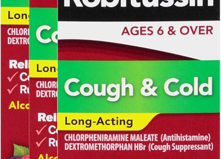 Robitussin Children's Long-Acting Cough and Cold Long Acting Liquid, Fruit Punch, 4 Ounce (Pack Of 24)