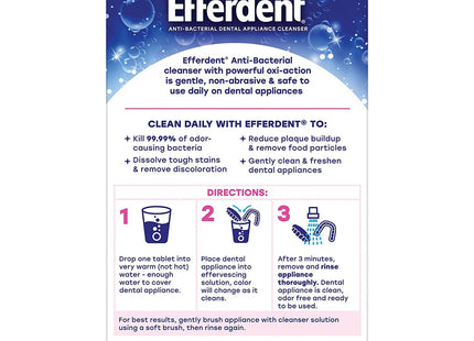 Efferdent Original Anti-Bacterial, Retainer and Denture Complete Cleanser Tablets, 102 Tablets (Pack Of 6)