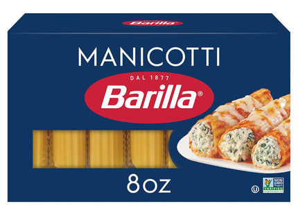 Barilla Classic Blue Box Oven Pasta Manicotti, Made with Durum Wheat Semolina, Kosher Certified Pasta 8 Ounce (Pack Of 24)