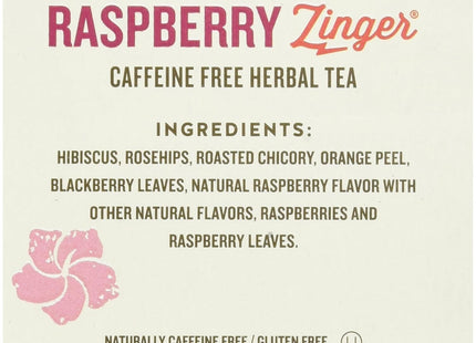 Celestial Seasonings Raspberry Zinger Naturally Caffeine-Free Herbal Tea, 20 Count (Pack Of 2)