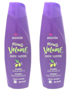 Aussie For Fine Hair, Paraben-free, W/Plum & Bamboo, Miracle Volume Shampoo, 12.1 Ounce (Pack Of 2)